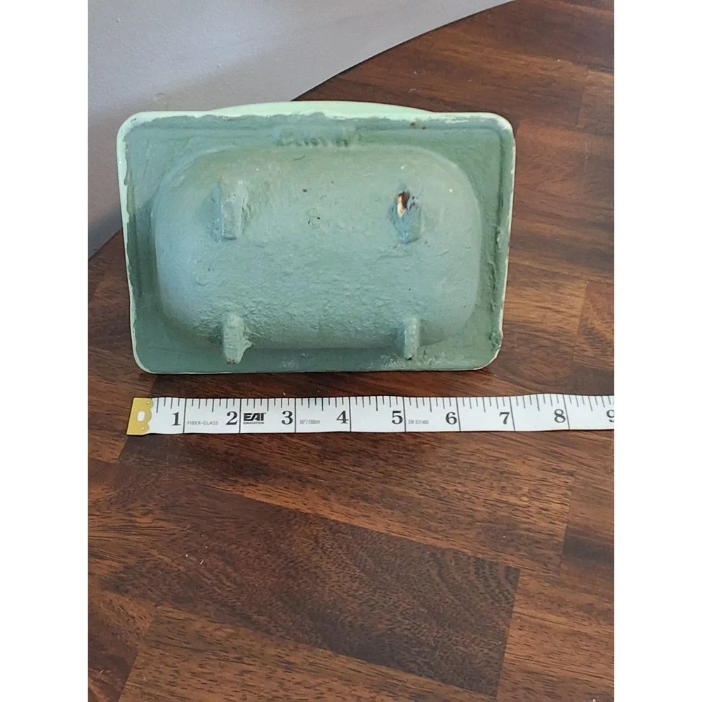 Vintage Enameled Cast Iron Wall Mount Soap Dish With Grab Bar. Heavy Duty!
